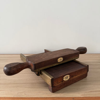 Antique Wooden Pill Maker with Brass Plates Double Handle Apothecary Tool