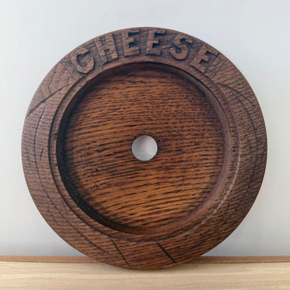 Edwardian Carved Oak Cheese Board with Plate Early 20th Century