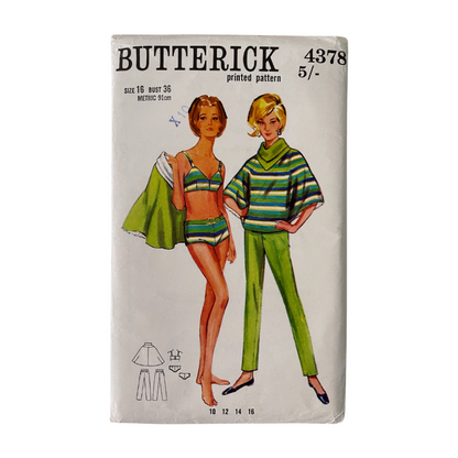 Butterick 4378 Womens Size 12 Poncho Trousers Swimsuit
