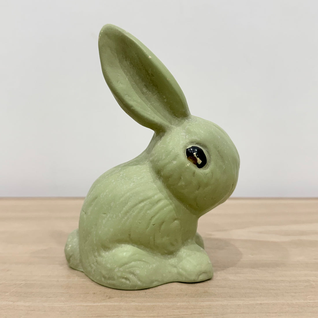 Vintage Green Rabbit Ornament Made in England Matt Pottery Bunny Figure