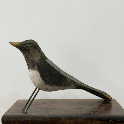 Vintage Folk Art Wooden Bird Sculpture Primitive Carved Bird Figure