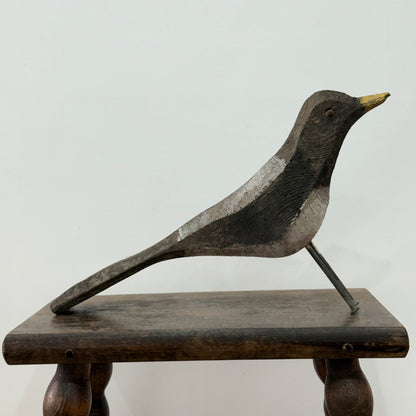 Vintage Folk Art Wooden Bird Sculpture Primitive Carved Bird Figure