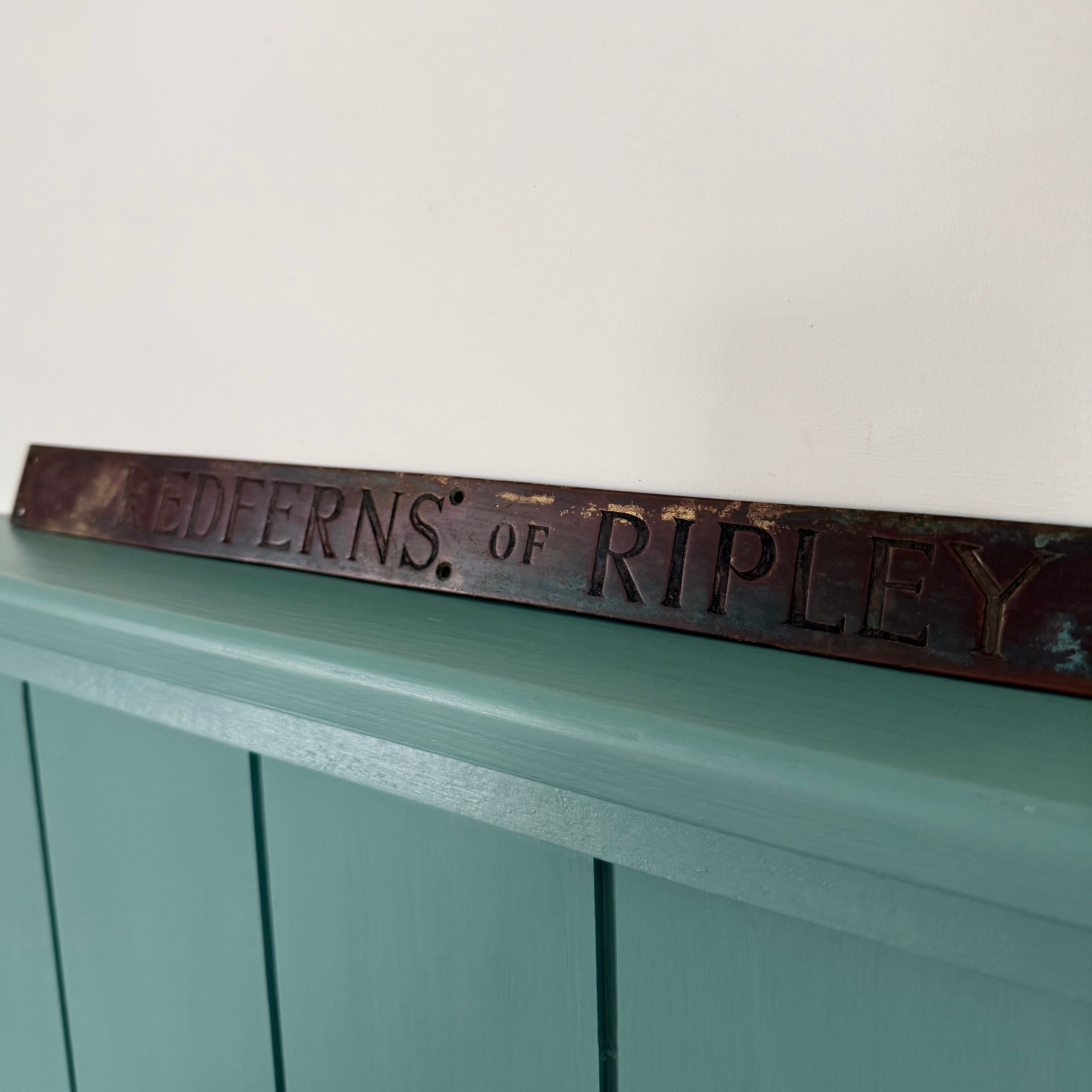 Antique Redferns of Ripley Drapery Shop Metal Office Sign Plaque