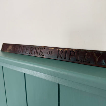 Antique Redferns of Ripley Drapery Shop Metal Office Sign Plaque