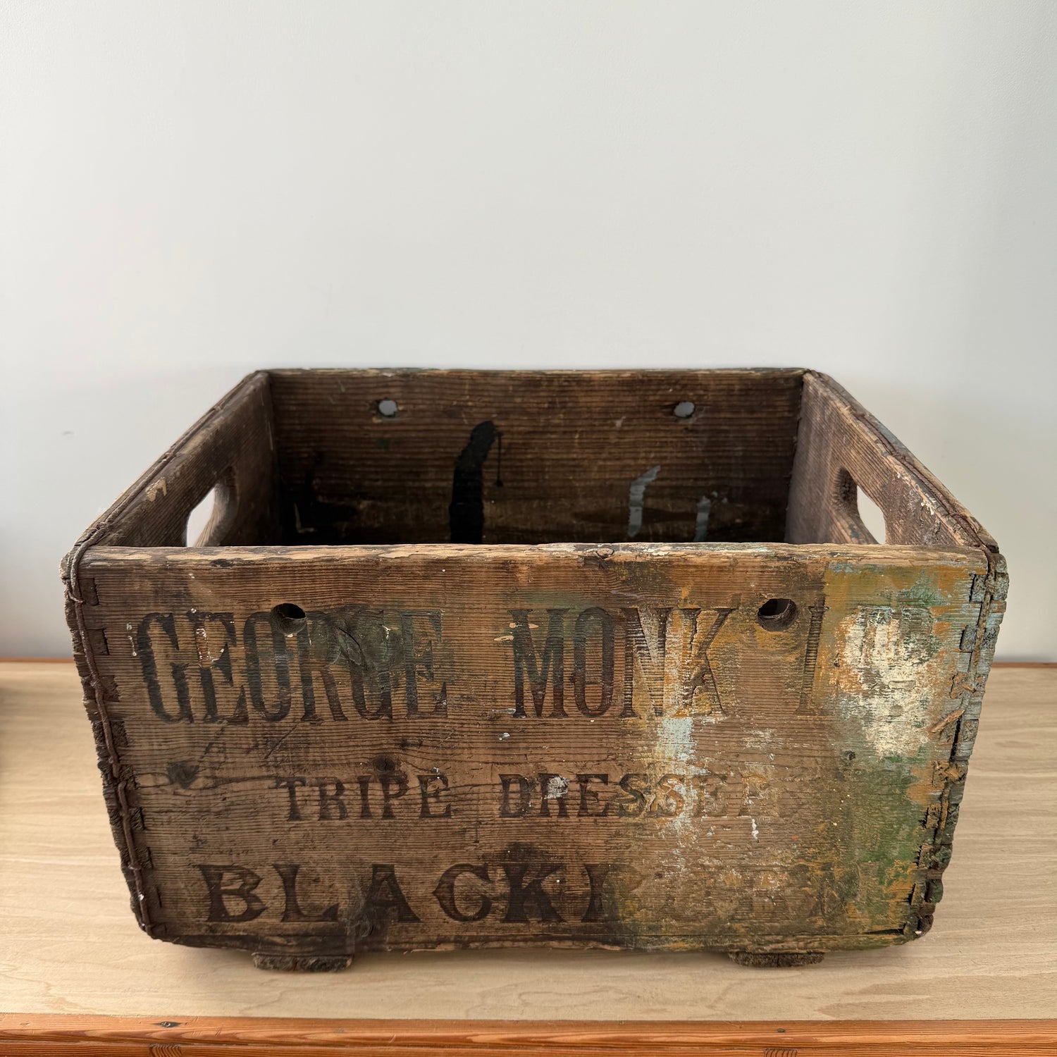 George Monk Ltd Wooden Trade Crate Tripe Dressing Blackburn c1920