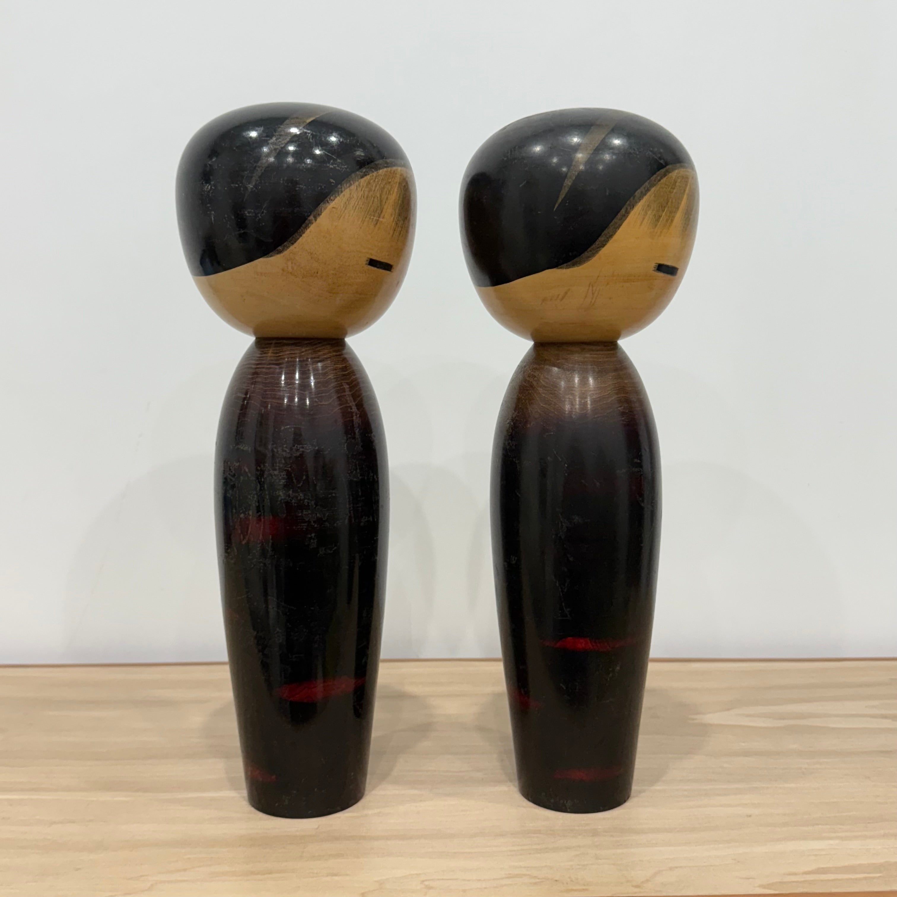 Large Pair of Japanese Sōsaku Kokeshi Dolls by Watanabe Masao