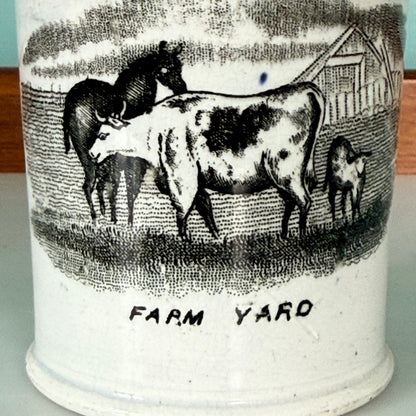 Antique Pearlware Child’s Mug – Farm Yard c.1820–1840