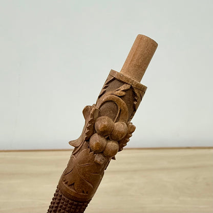 Antique Carved Wooden Needle Holder Sewing Case Screw Apart 13cm