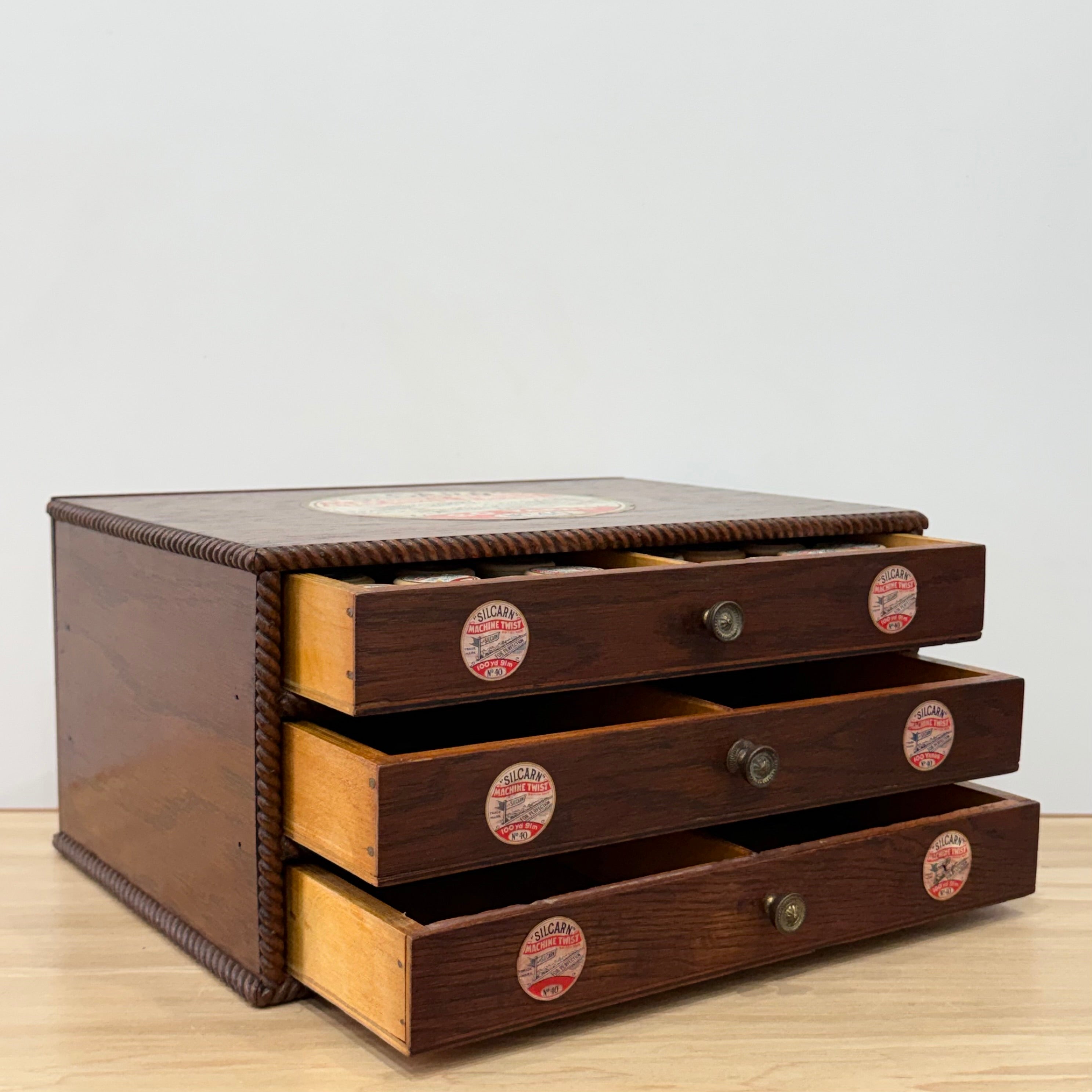 Rare Silcarn Machine Twist Thread Shop Display Cabinet with Drawers