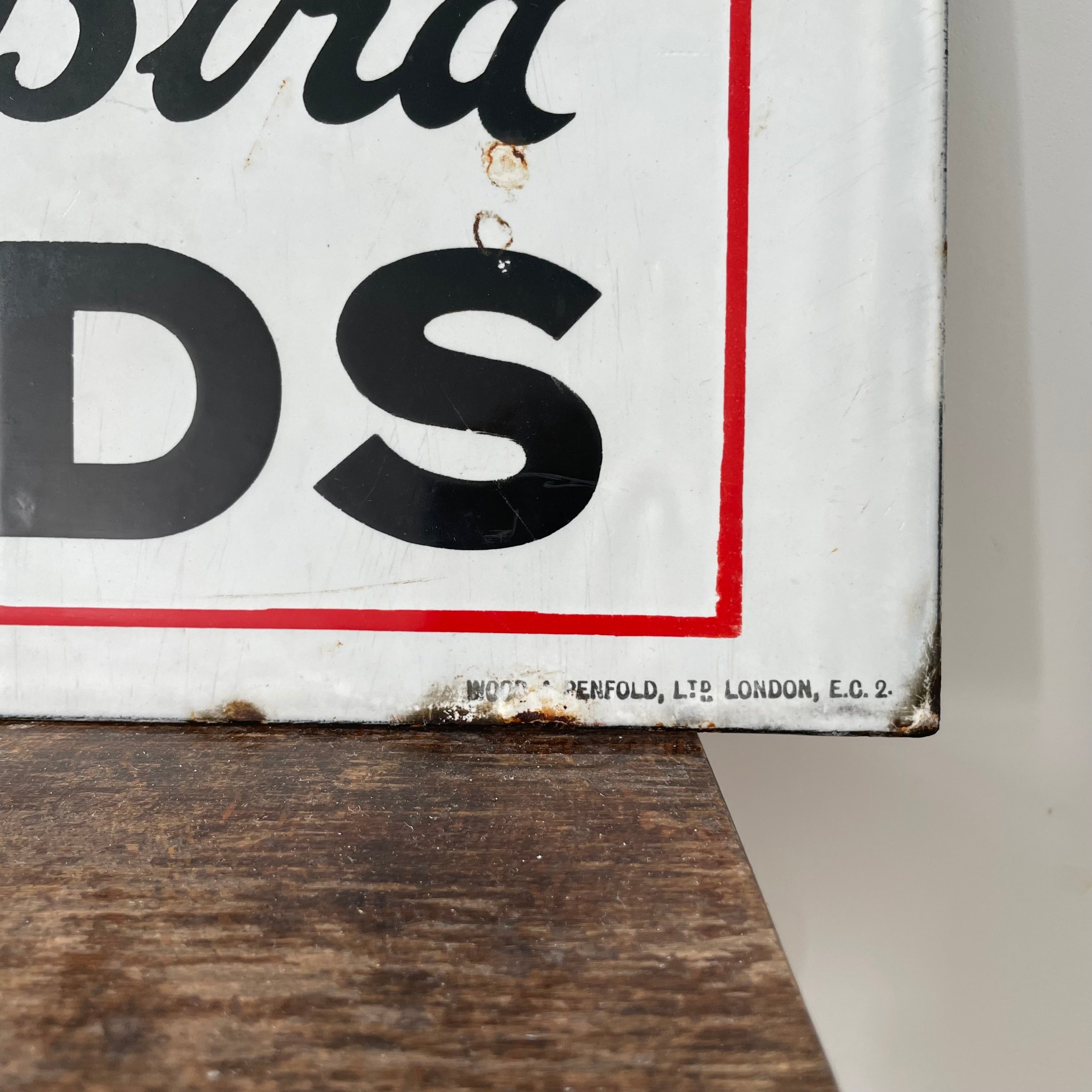 Original Spratt’s Dog &amp; Bird Foods Enamel Advertising Sign – Mid 20th Century