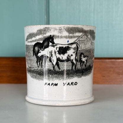 Antique Pearlware Child’s Mug – Farm Yard c.1820–1840