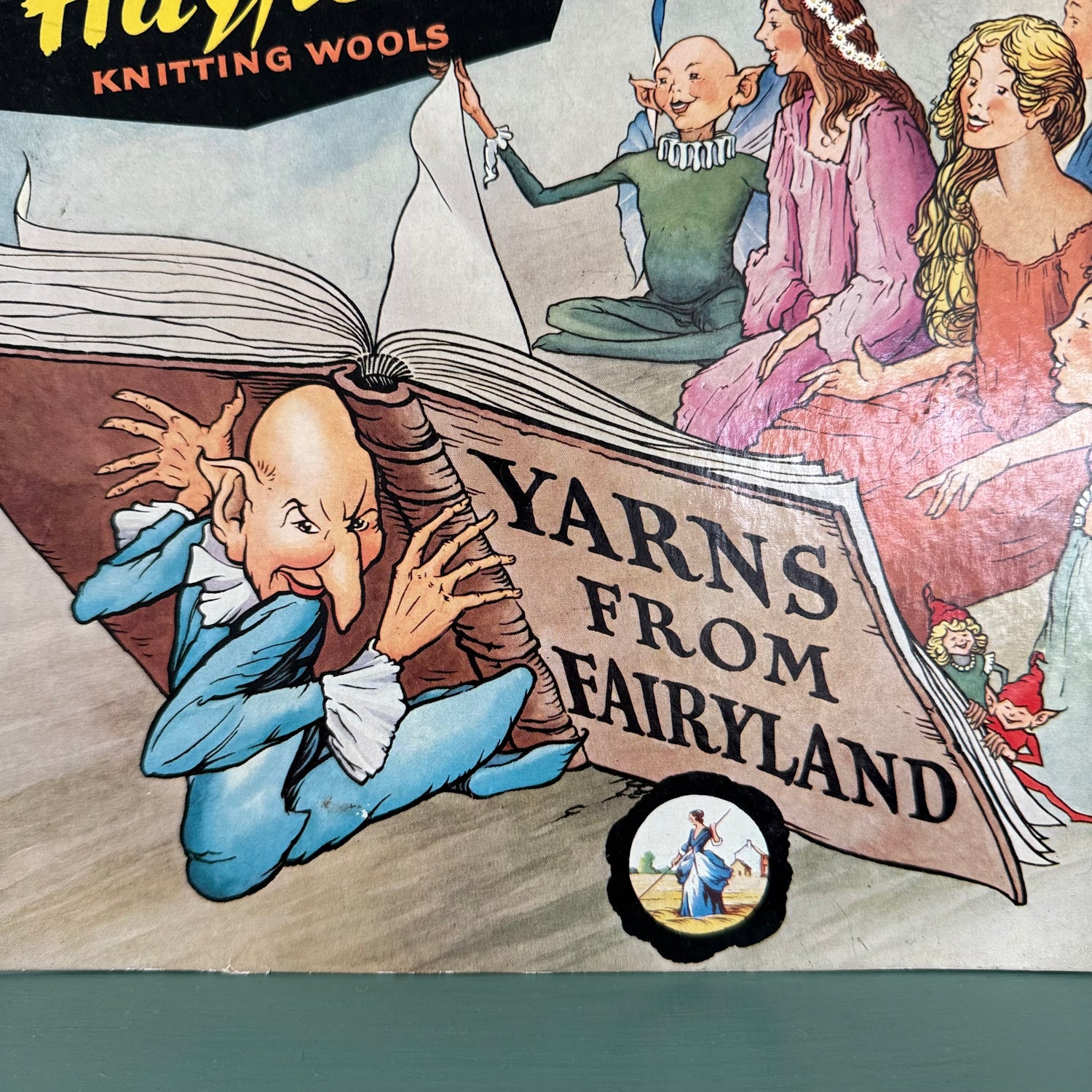 Vintage Hayfield Knitting Wools “Yarns From Fairyland” Display Sign
