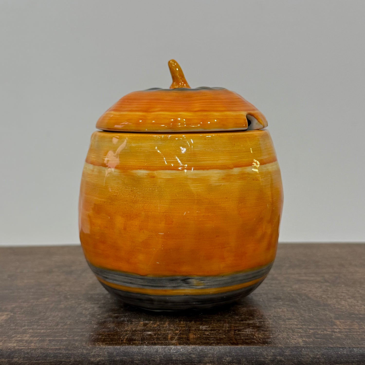 Shelley Harmony Dripware Orange Preserve Pot Art Deco 1930s