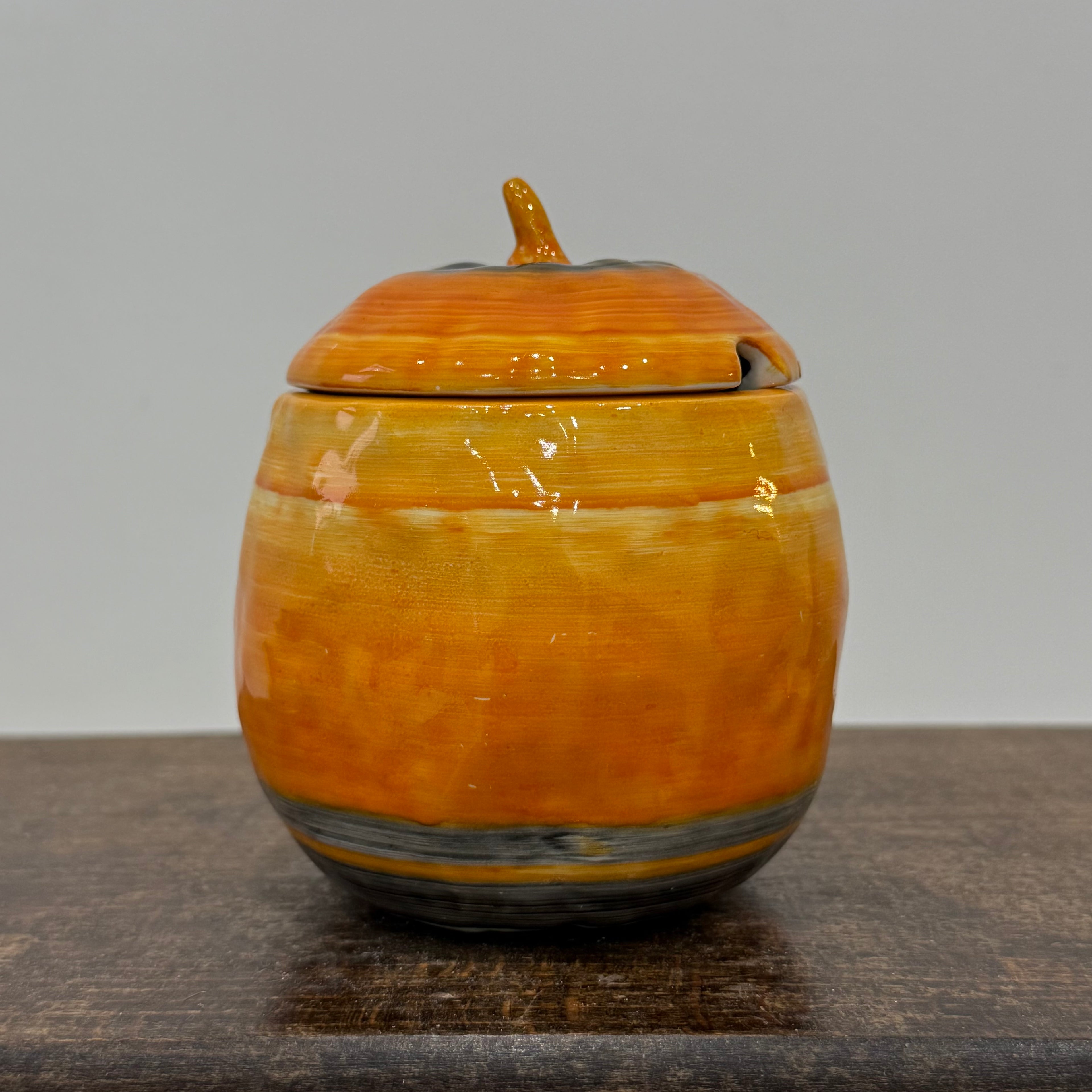 Shelley Harmony Dripware Orange Preserve Pot Art Deco 1930s