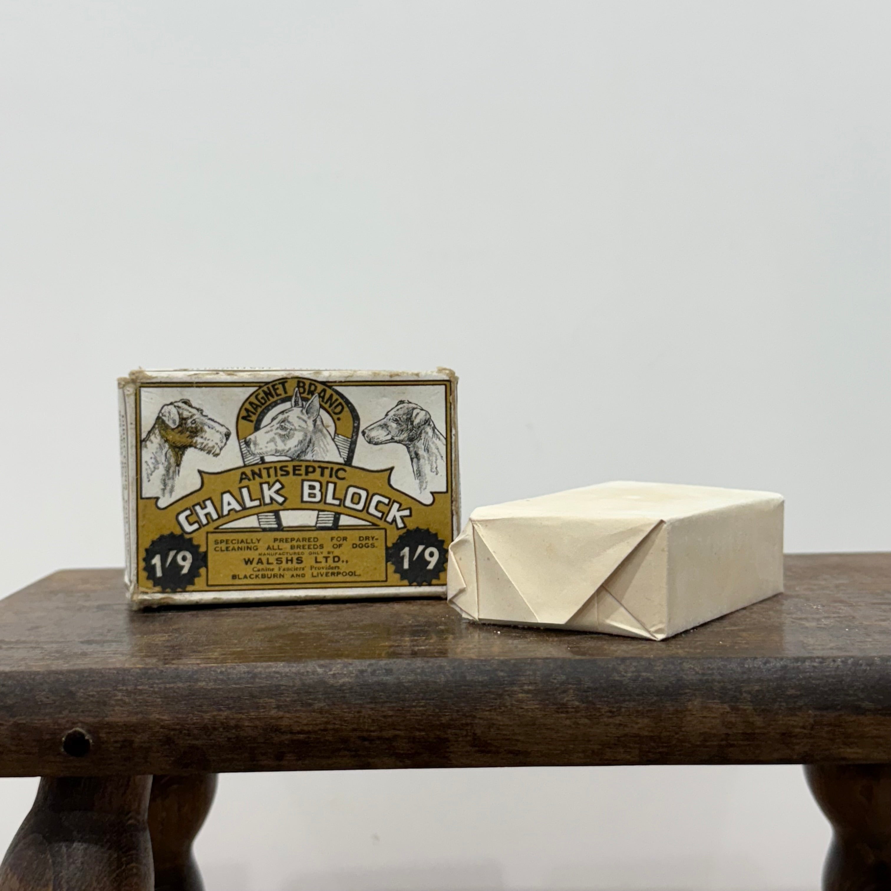 Antique Magnet Brand Antiseptic Chalk Block Dog Grooming Box c.1900–1920