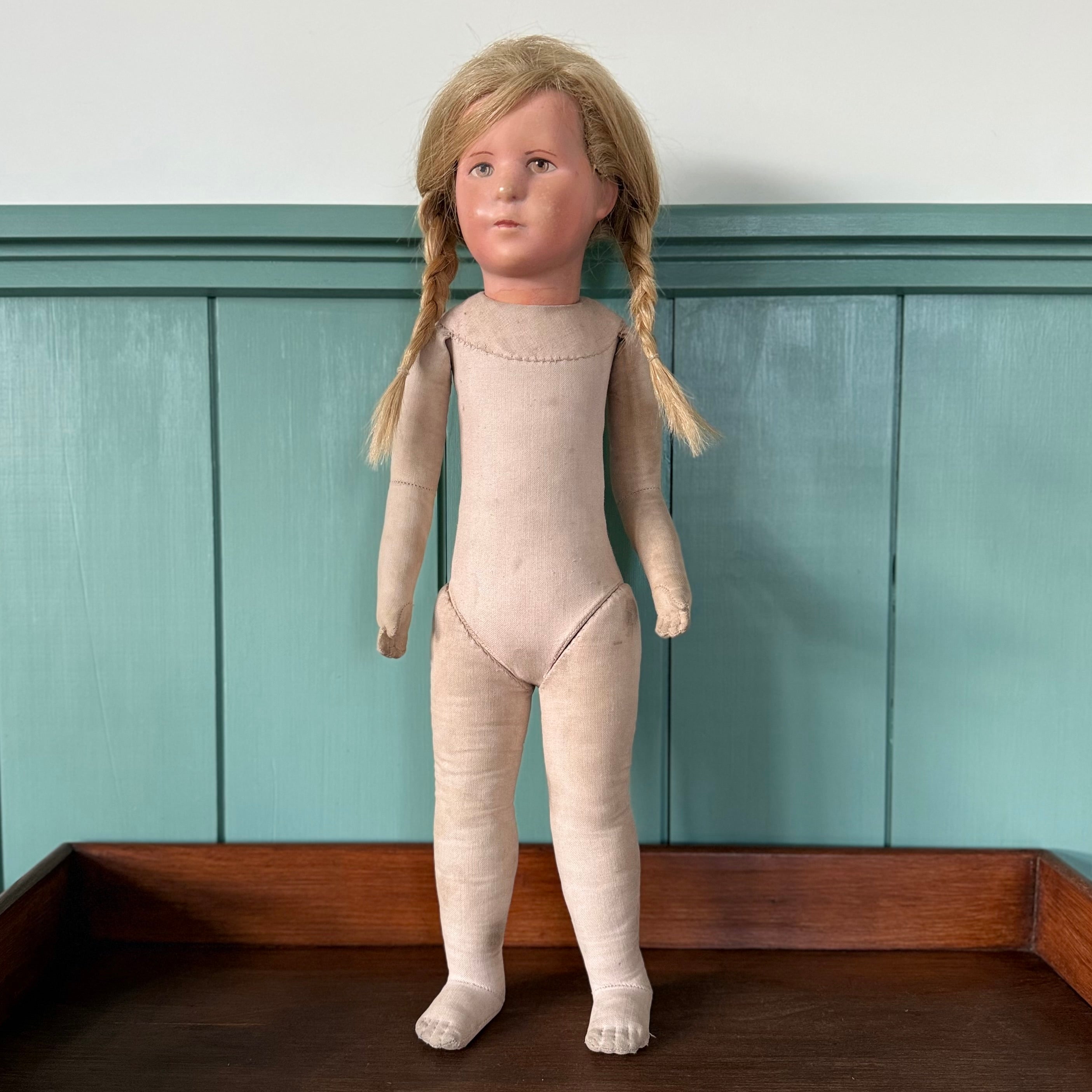 Vintage Käthe Kruse Cloth Doll 50cm Blonde Braids German Doll