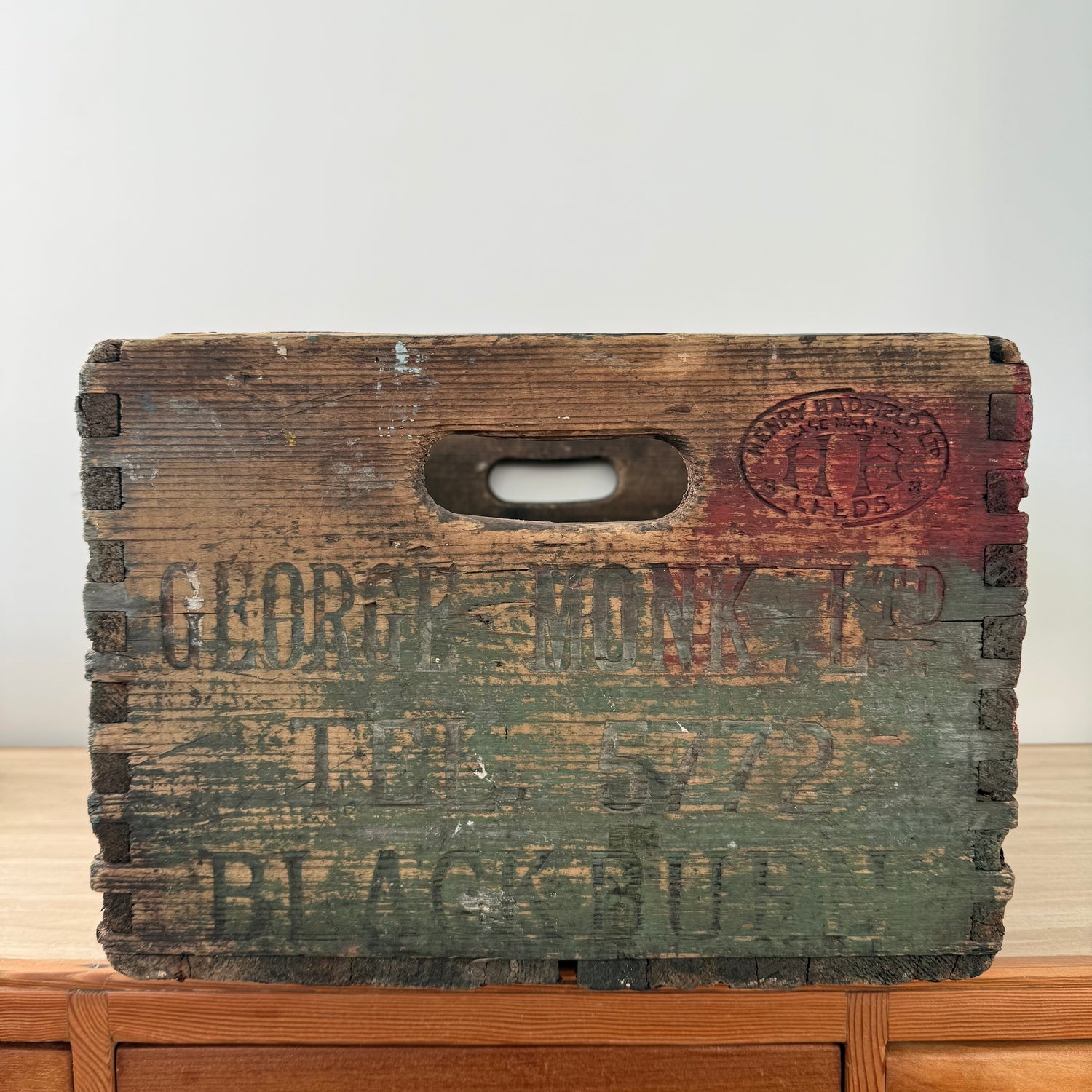 George Monk Ltd Wooden Trade Crate Tripe Dressing Blackburn c1920