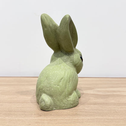 Vintage Green Rabbit Ornament Made in England Matt Pottery Bunny Figure