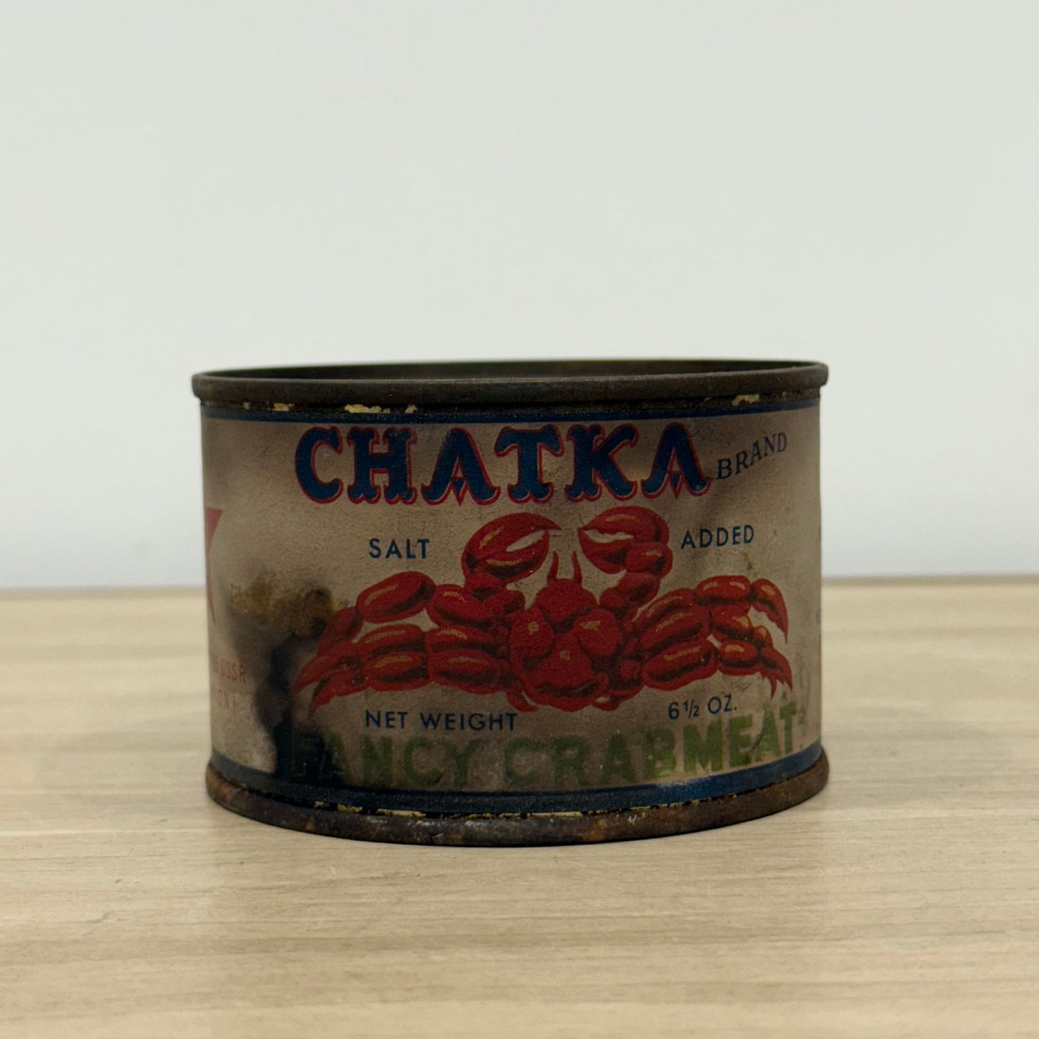 Vintage Chatka Crab Meat Unopened Tin USSR Soviet Export Fancy Crab Display