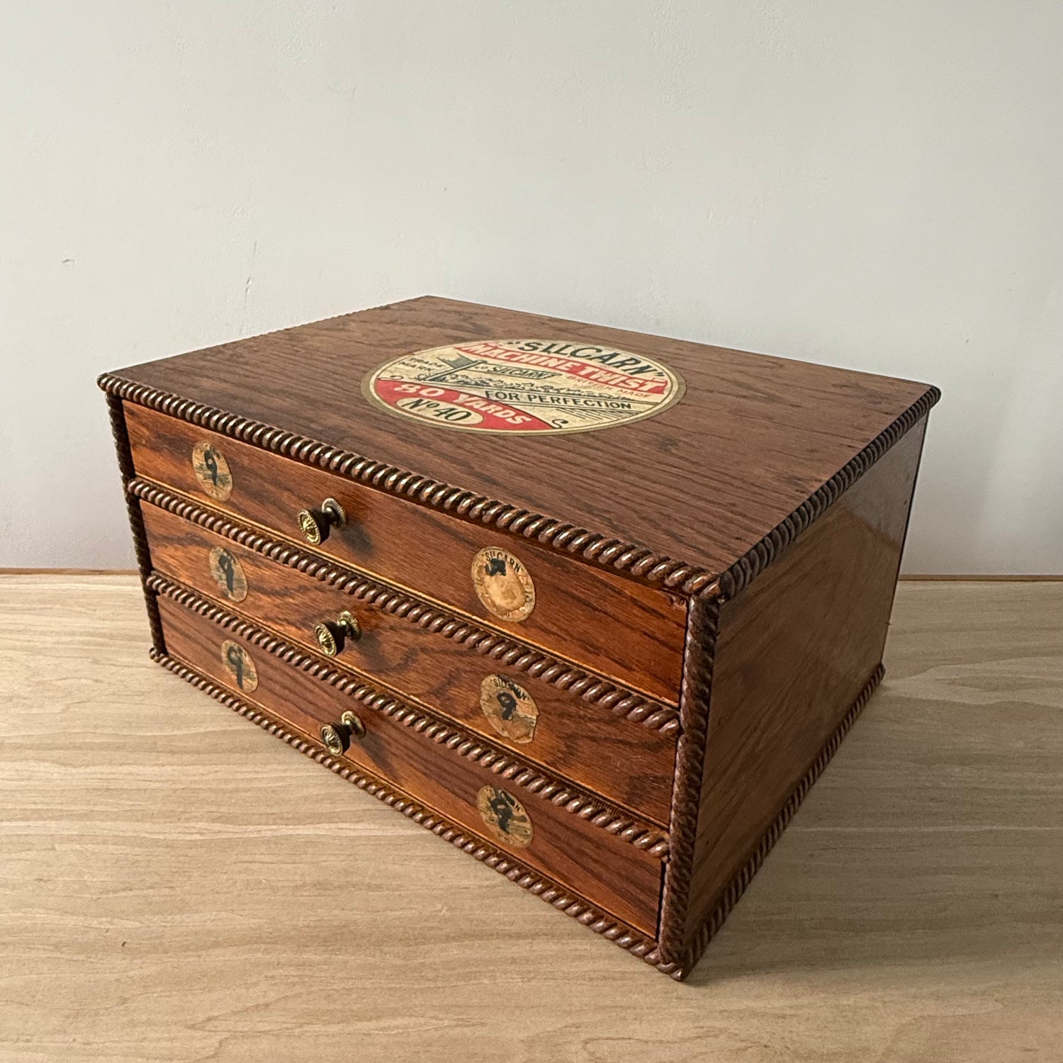 Rare Pre-War SILCARN Machine Twist British Haberdashery Shop Cabinet c.1930