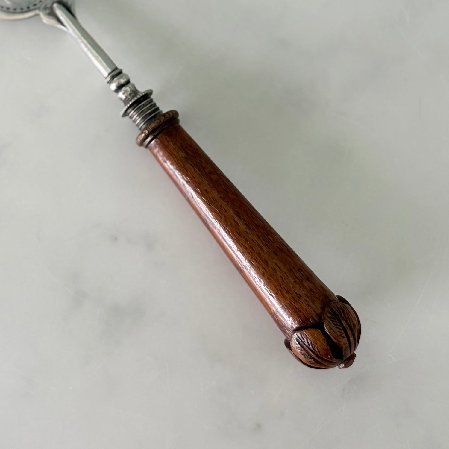 Antique Silver Plated Bread Muffin Fork with Turned Wooden Handle