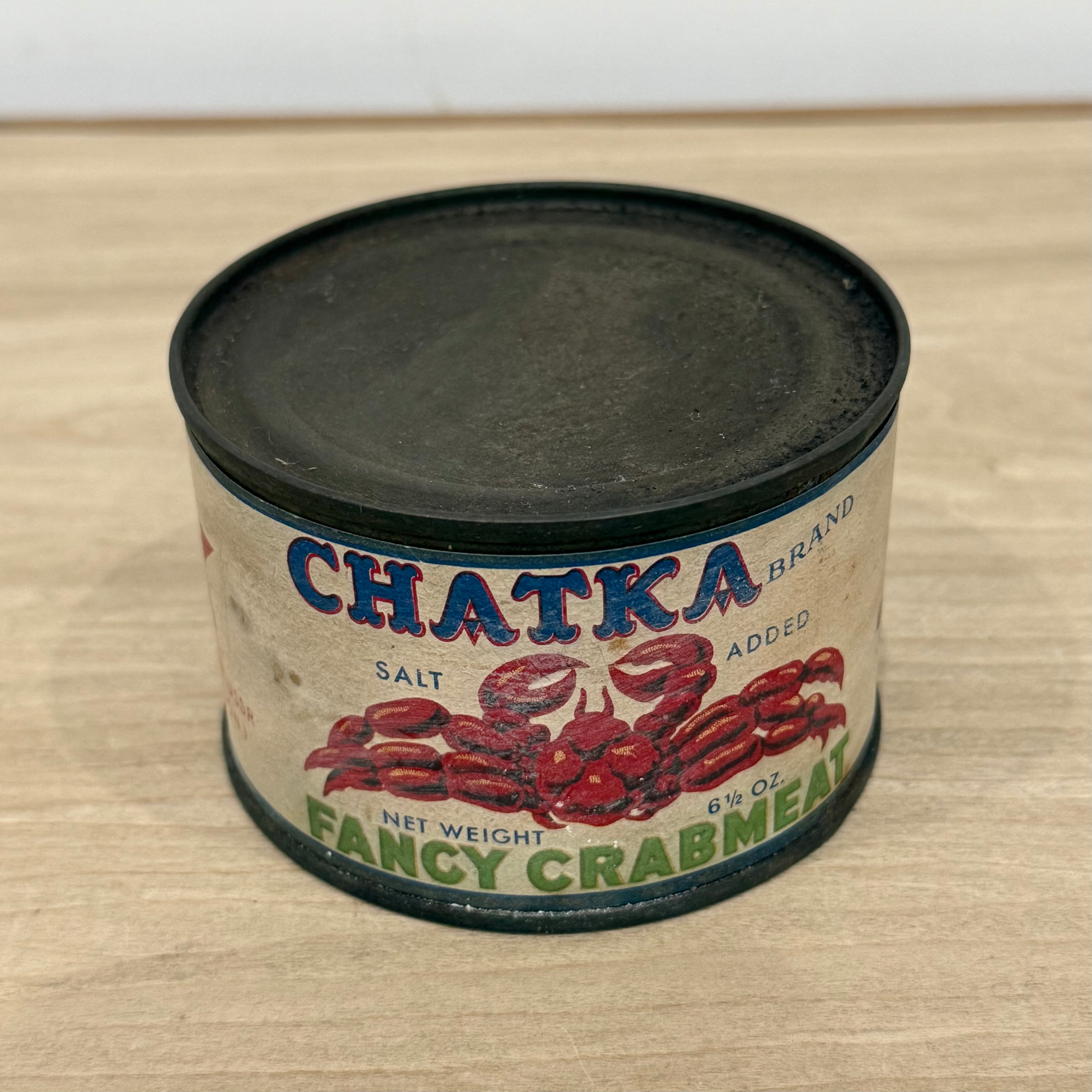 Vintage Chatka Crab Meat Tin USSR Soviet Export Seafood Advertising c1950s