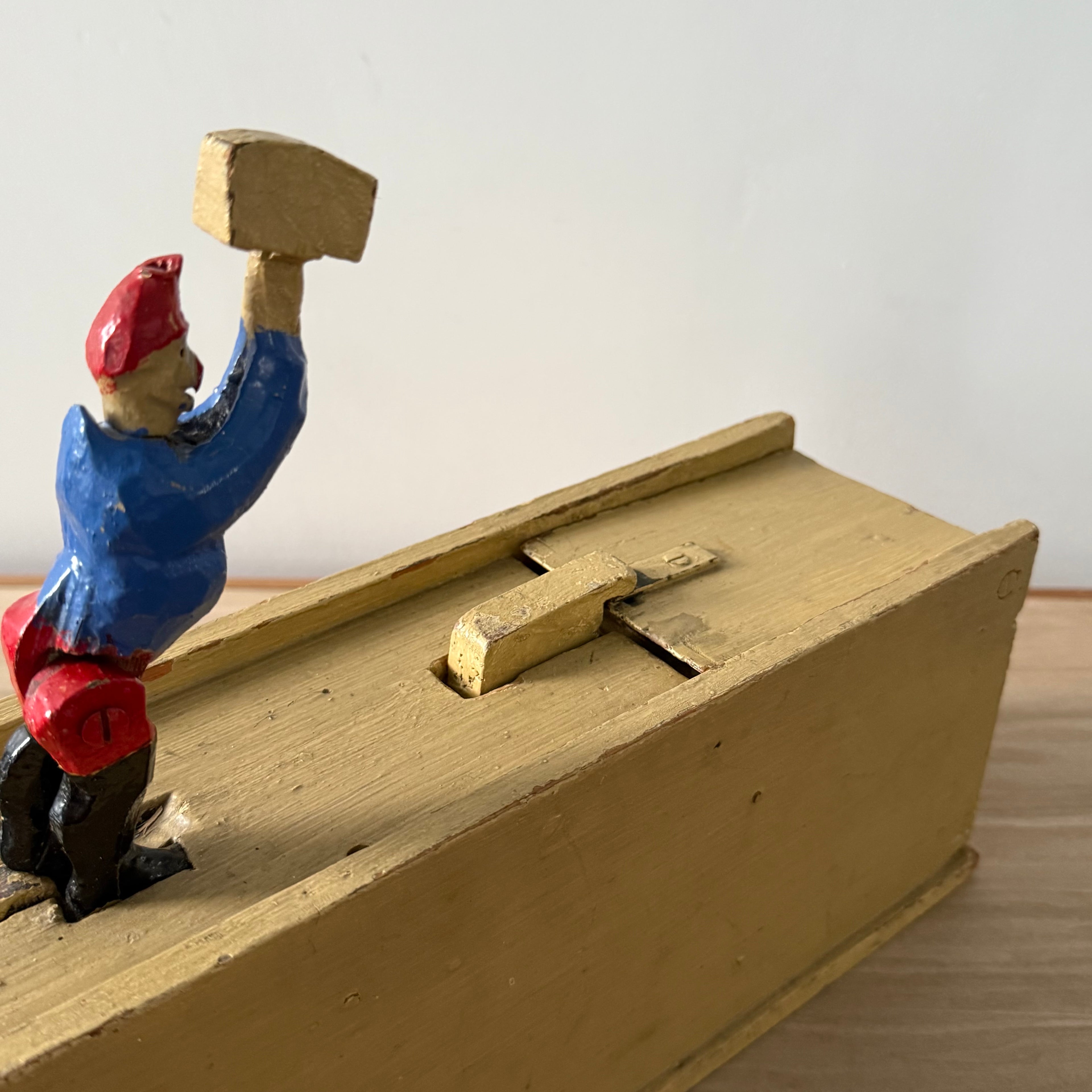 Scratch Built Punch and Judy Style Folk Art Wooden Tableau