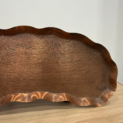 Large Arts &amp; Crafts Hammered Copper Tray 55cm