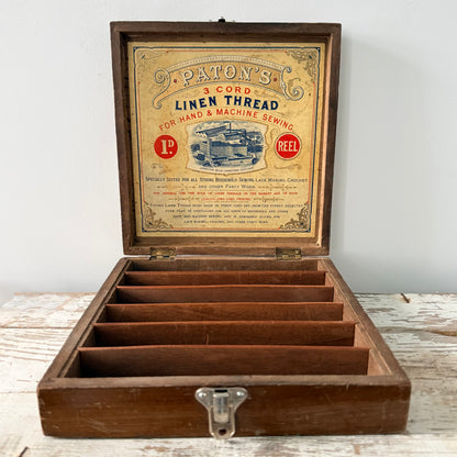 Antique Paton’s Linen Thread Wooden Shop Display Box Johnstone Scotland