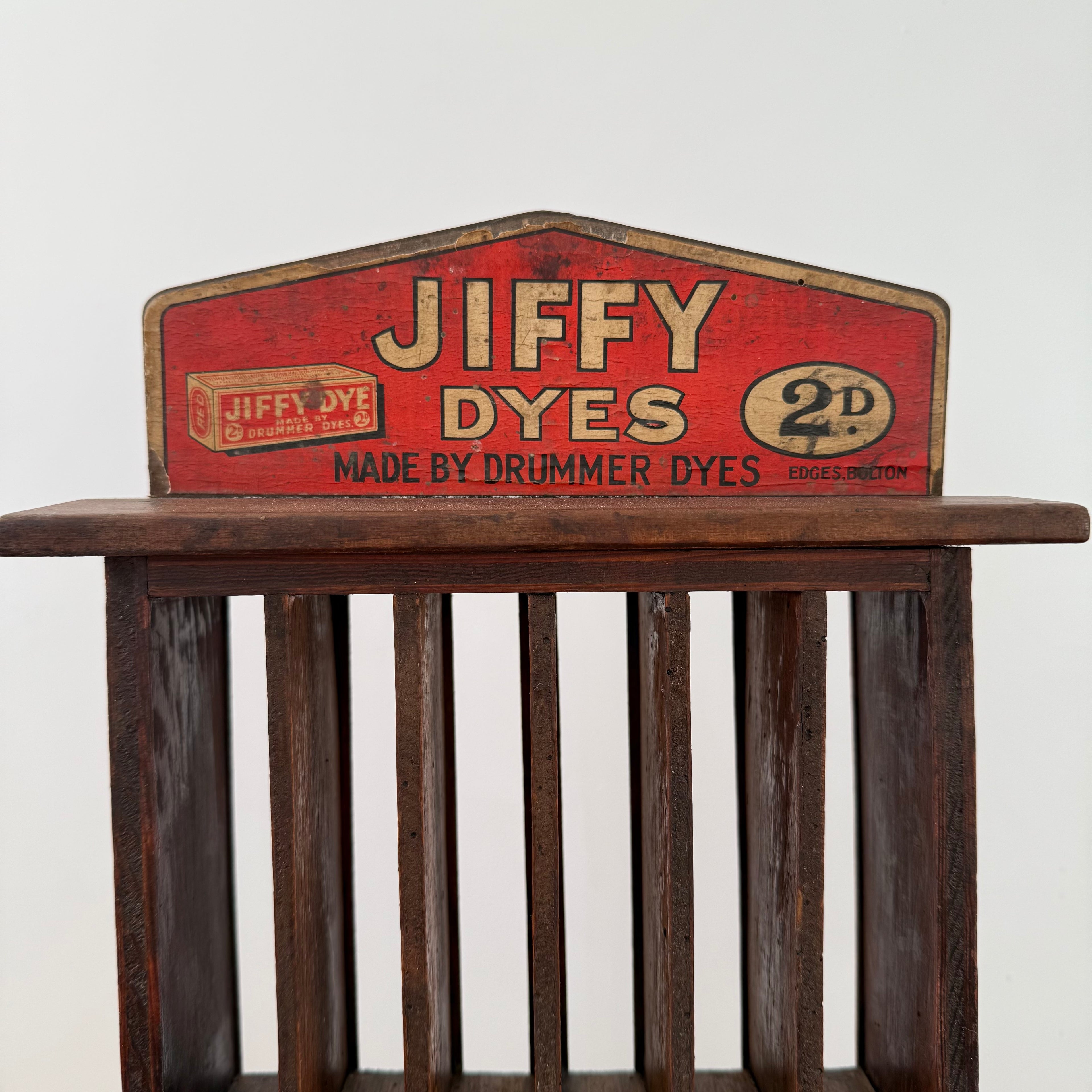 Jiffy Dyes Wooden Shop Display Rack William Edge &amp; Sons Bolton c1920