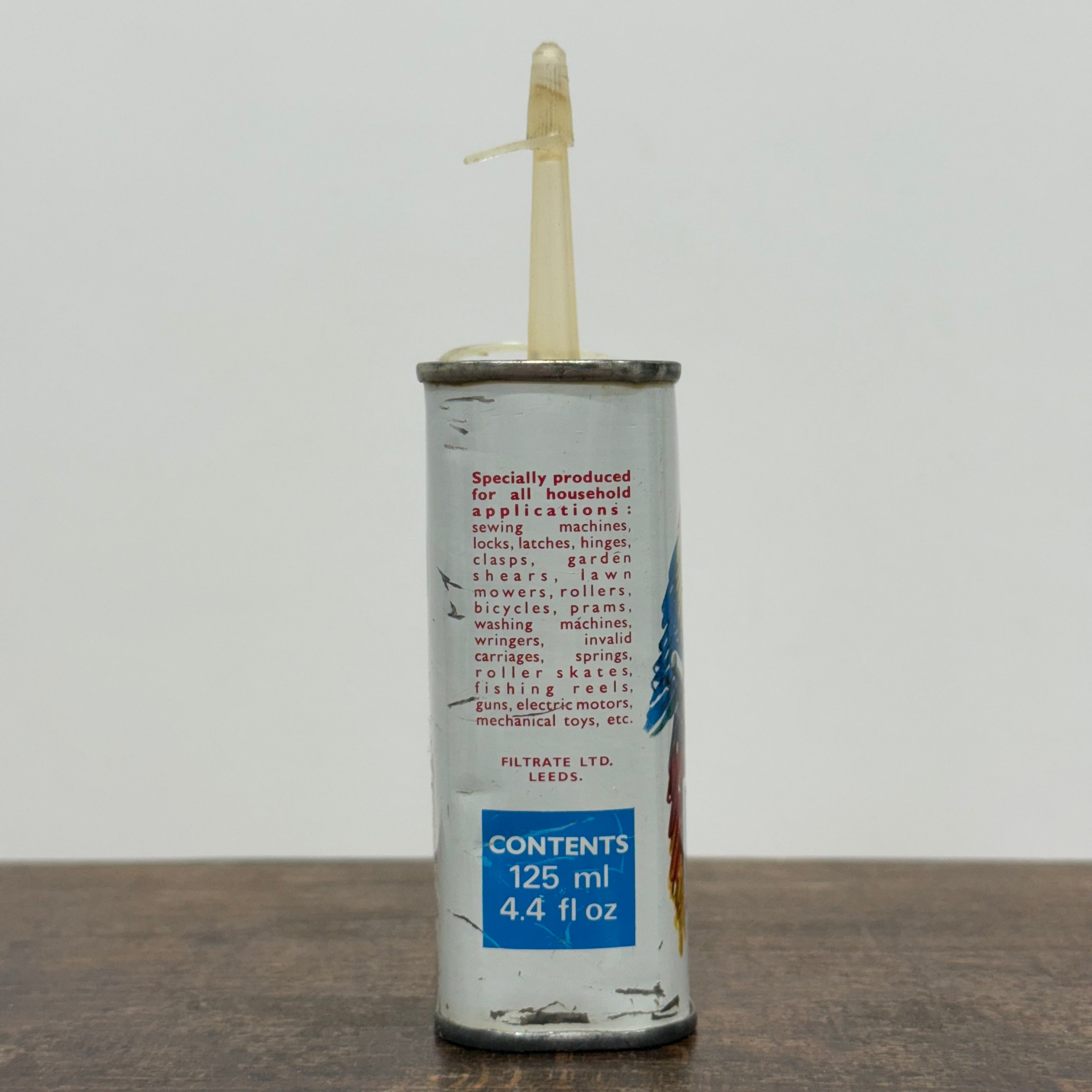 Vintage PolyOil Oiler Tin Filtrate Leeds Parrot Logo Cycle Machinery Oil Can