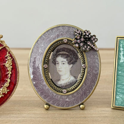 Three Floral Crystal Photo Frames 1x1 Decorative Vintage Style