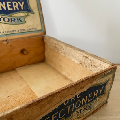 Antique Craven’s Pure Confectionery Wooden Advertising Box – York, Early 1900s