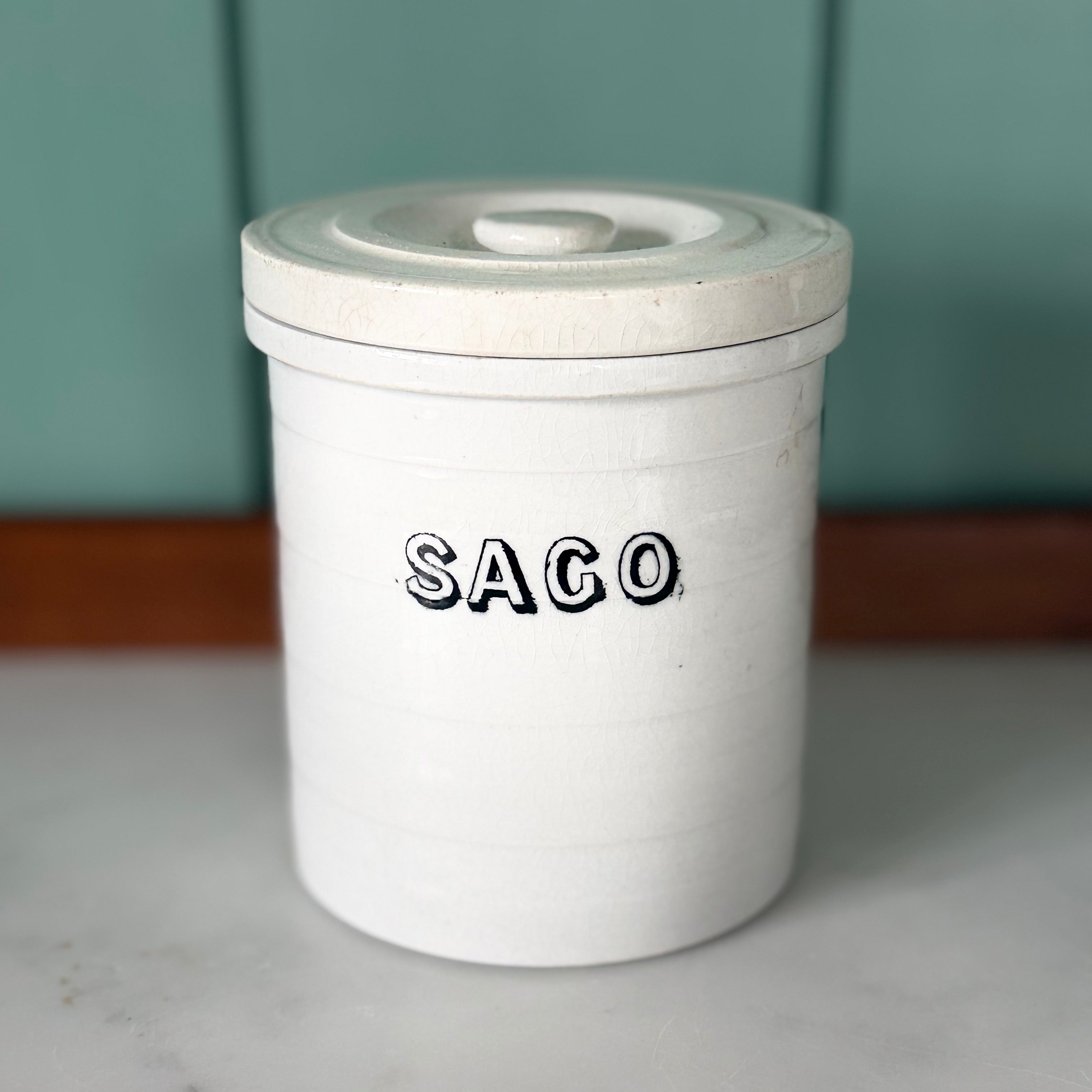 Antique White Ironstone Sago Storage Jar With Lid Kitchenalia