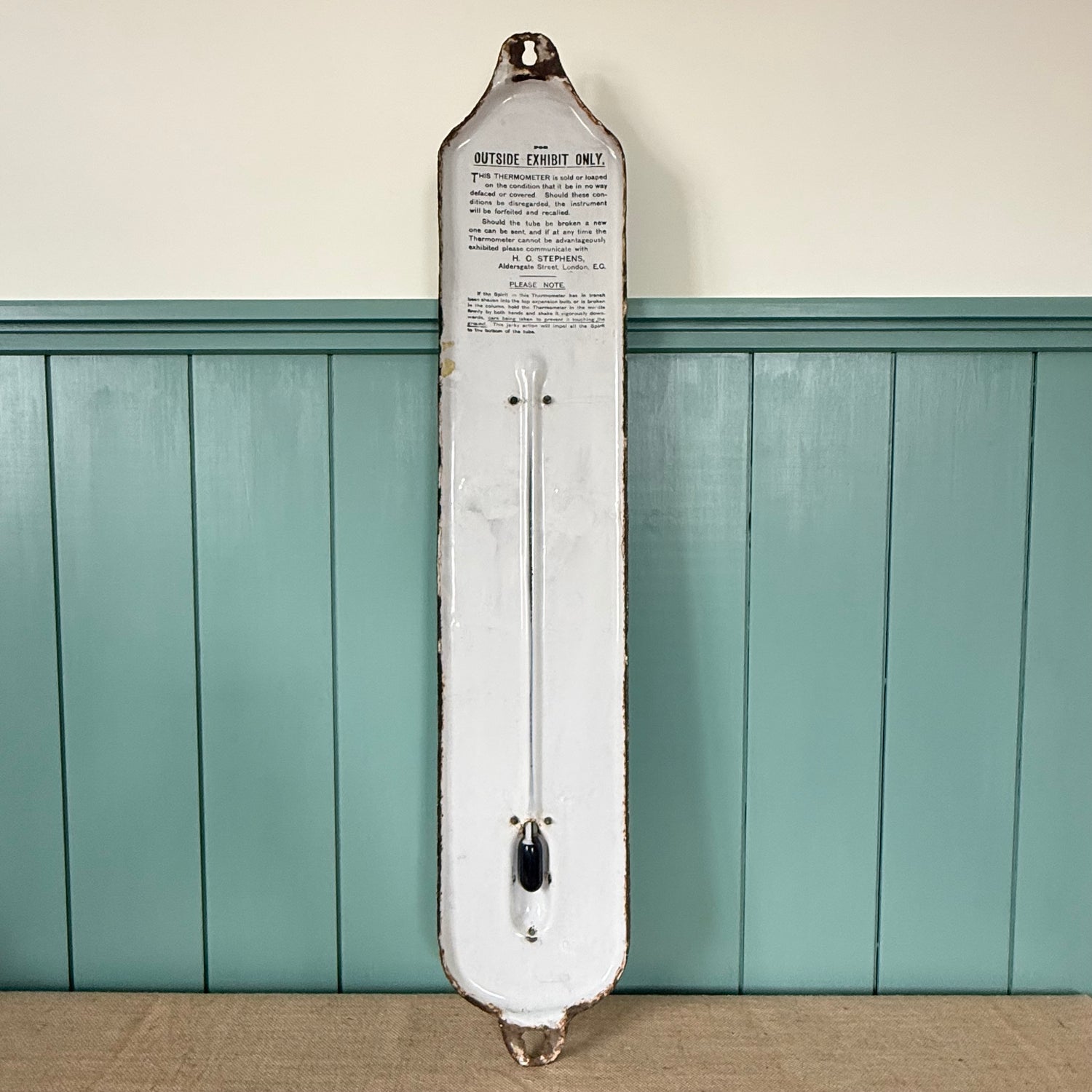 Antique Stephens Ink Enamel Advertising Thermometer Sign