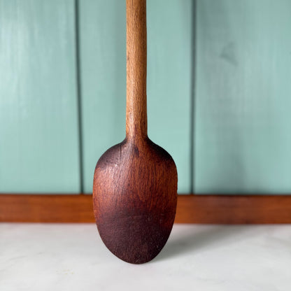 Vintage Treen Dairy Spoon Long Hand Carved Wooden Kitchen Spoon