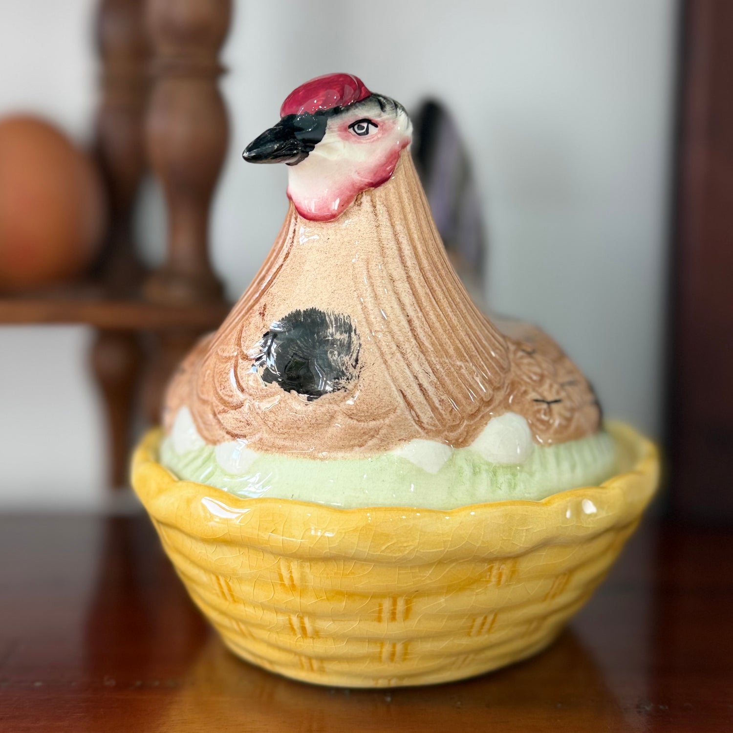Vintage Ceramic Hen on Nest Egg Dish Chicken Tureen Kitchenalia