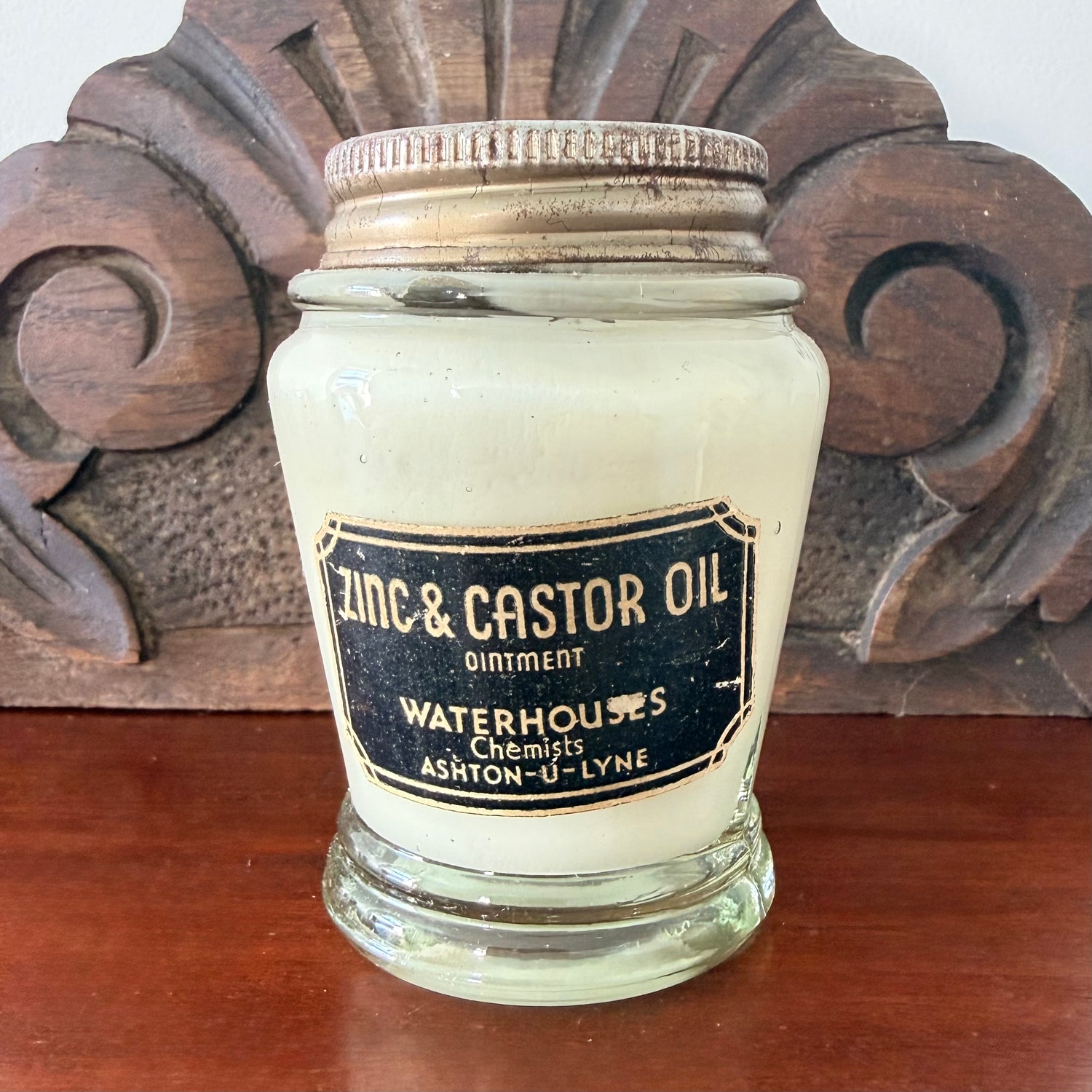 Vintage Zinc &amp; Castor Oil Ointment Jar Waterhouse’s Chemist UK