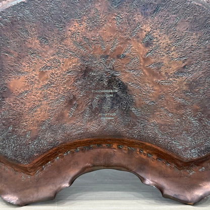 Large Arts &amp; Crafts Hammered Copper Tray by Townsend &amp; Co – Acanthus 55cm
