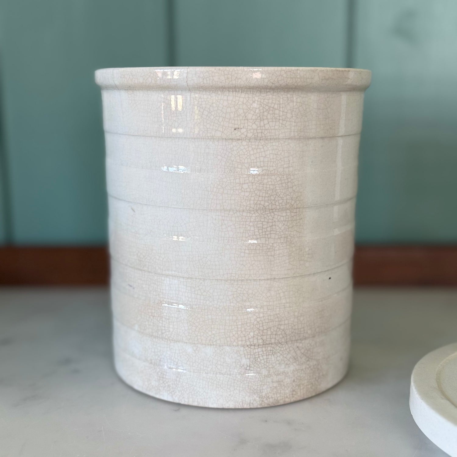 Late Victorian White Ironstone Tapioca Storage Jar