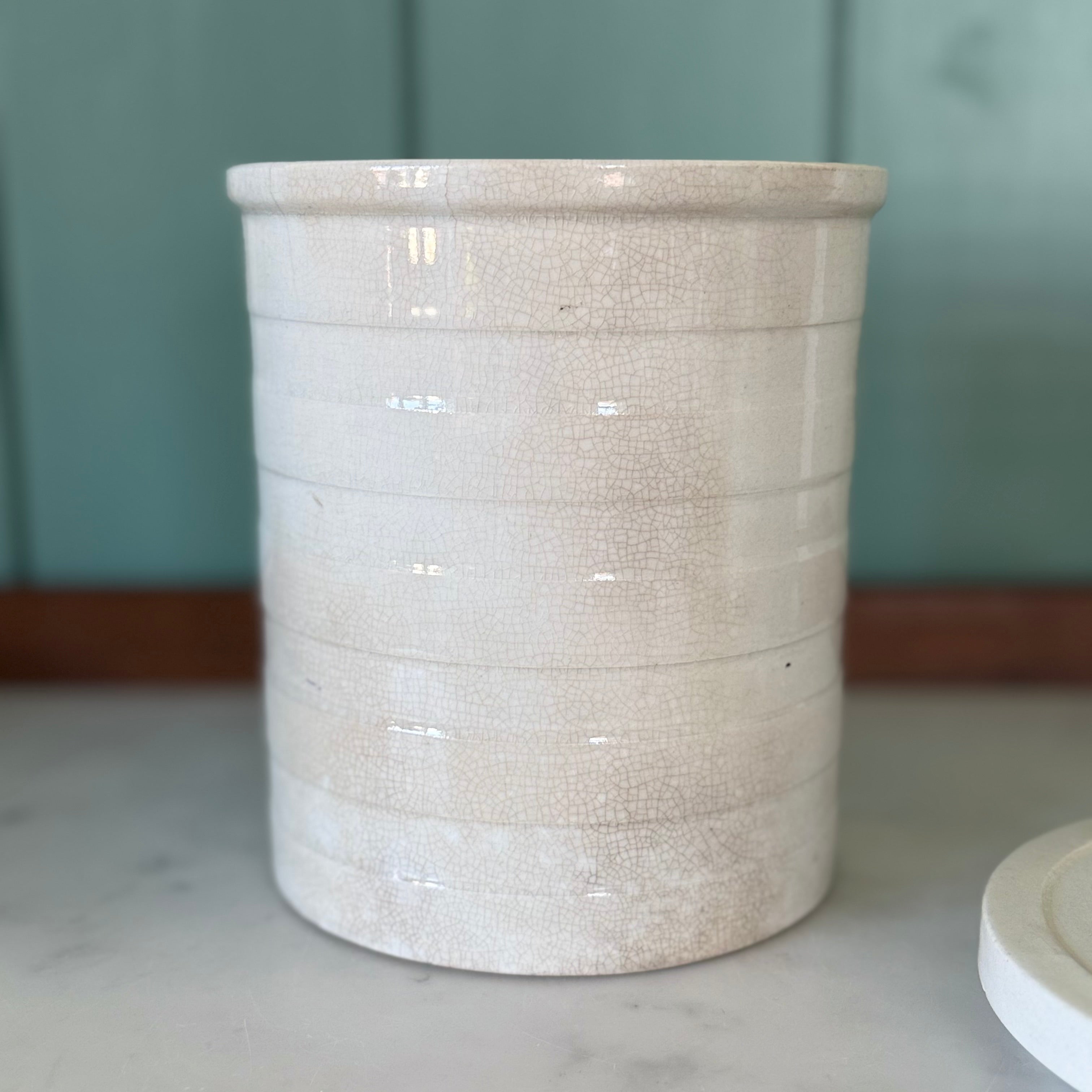 Late Victorian White Ironstone Tapioca Storage Jar