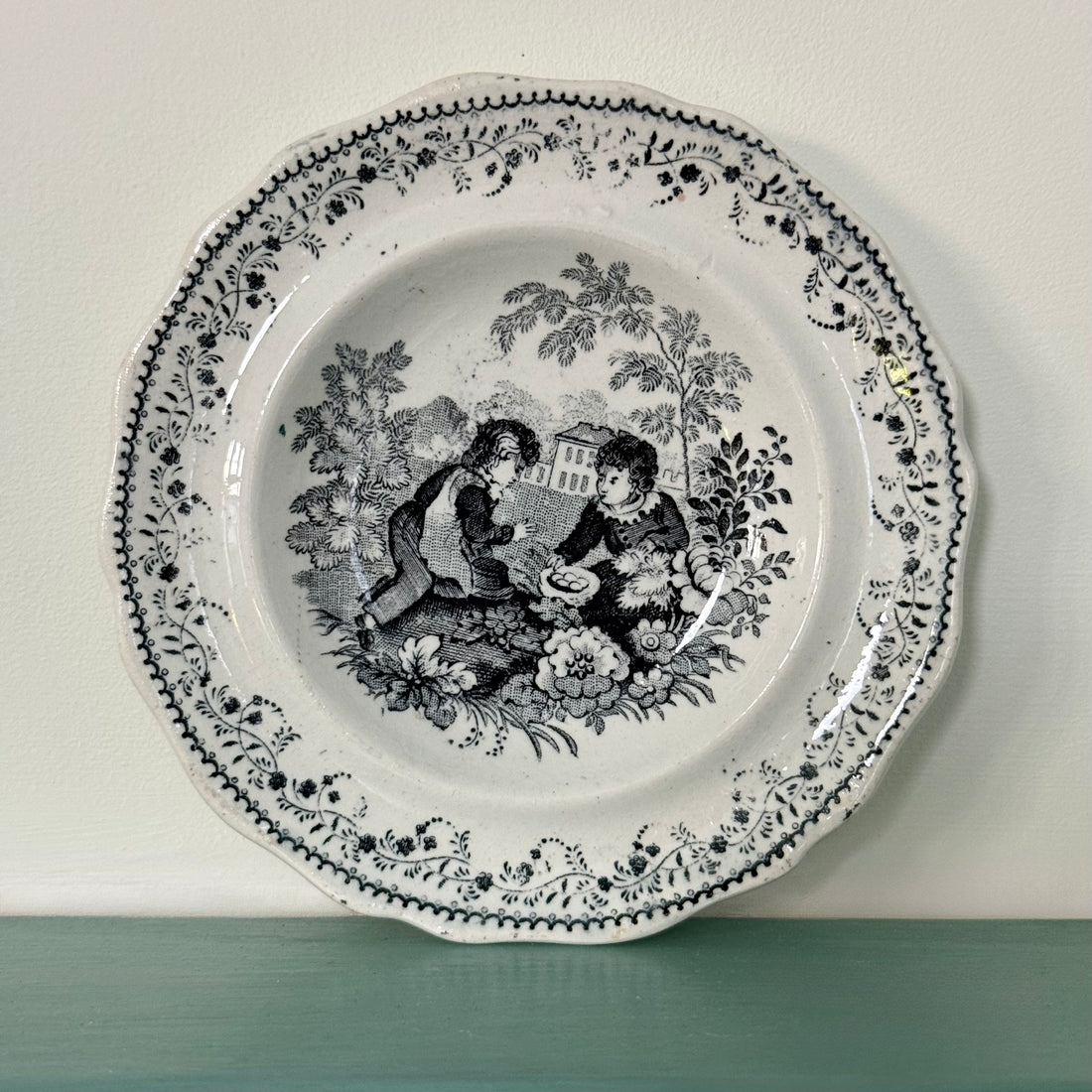 Antique Pair of Staffordshire Nursery Plates c.1840-60