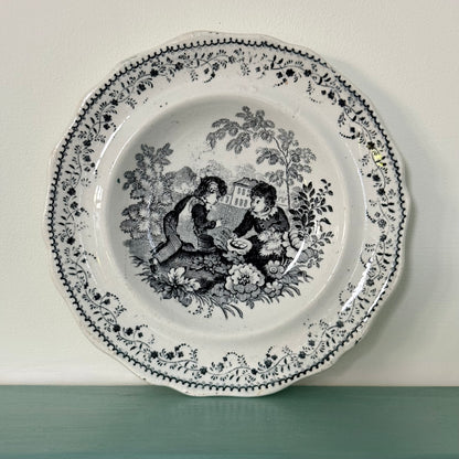 Antique Pair of Staffordshire Nursery Plates c.1840-60