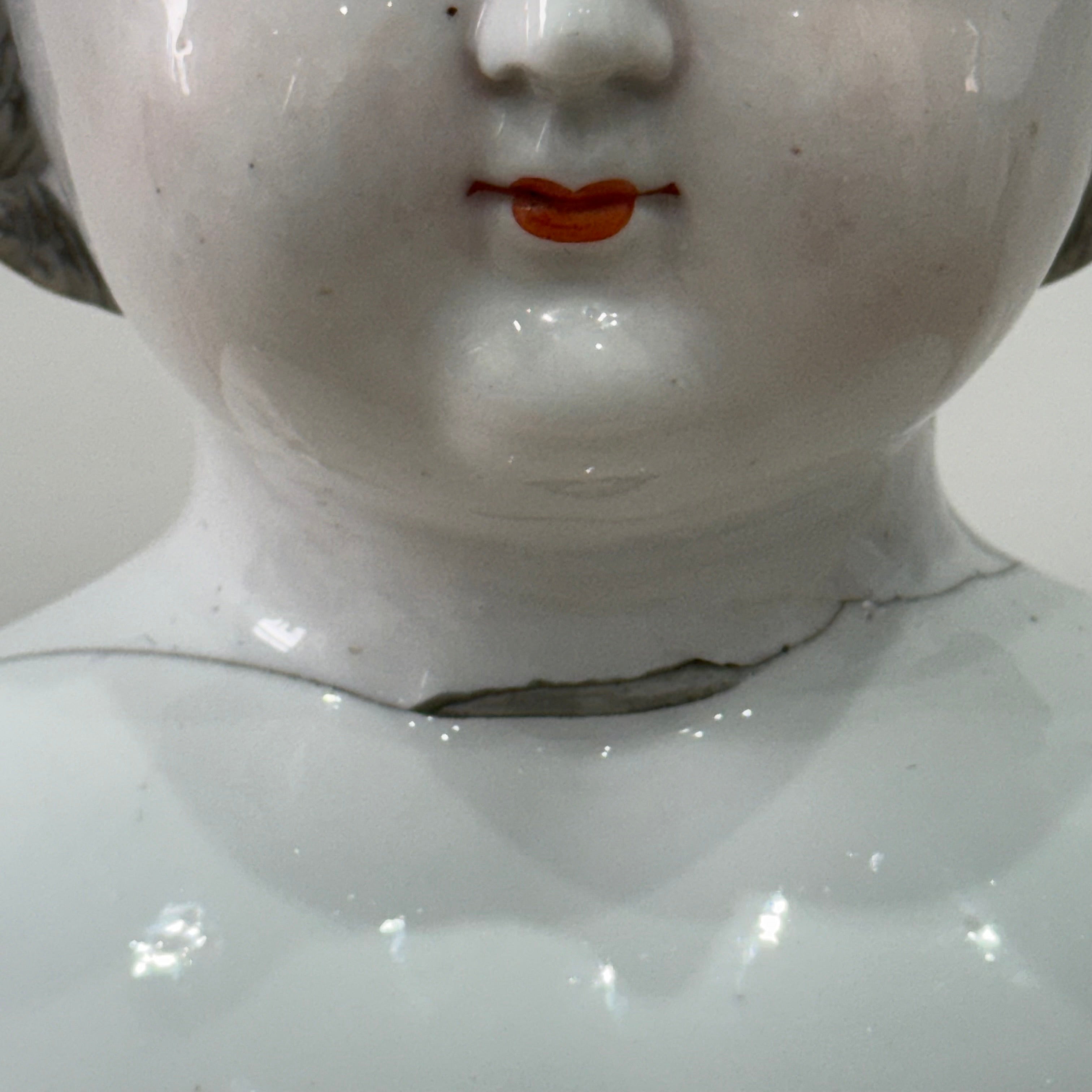 Large Antique Porcelain Doll Shoulder Head Bust 19th Century
