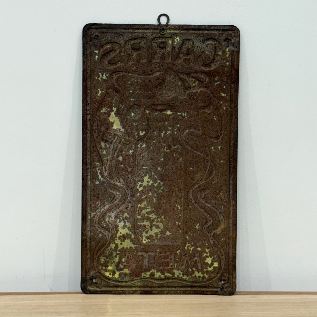 Carr’s META Leather Polish Embossed Tin Advertising Sign c.1910–1920