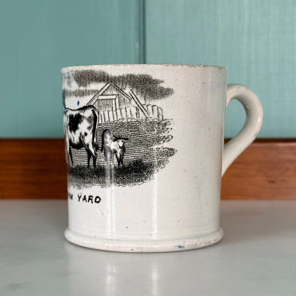 Antique Pearlware Child’s Mug – Farm Yard c.1820–1840