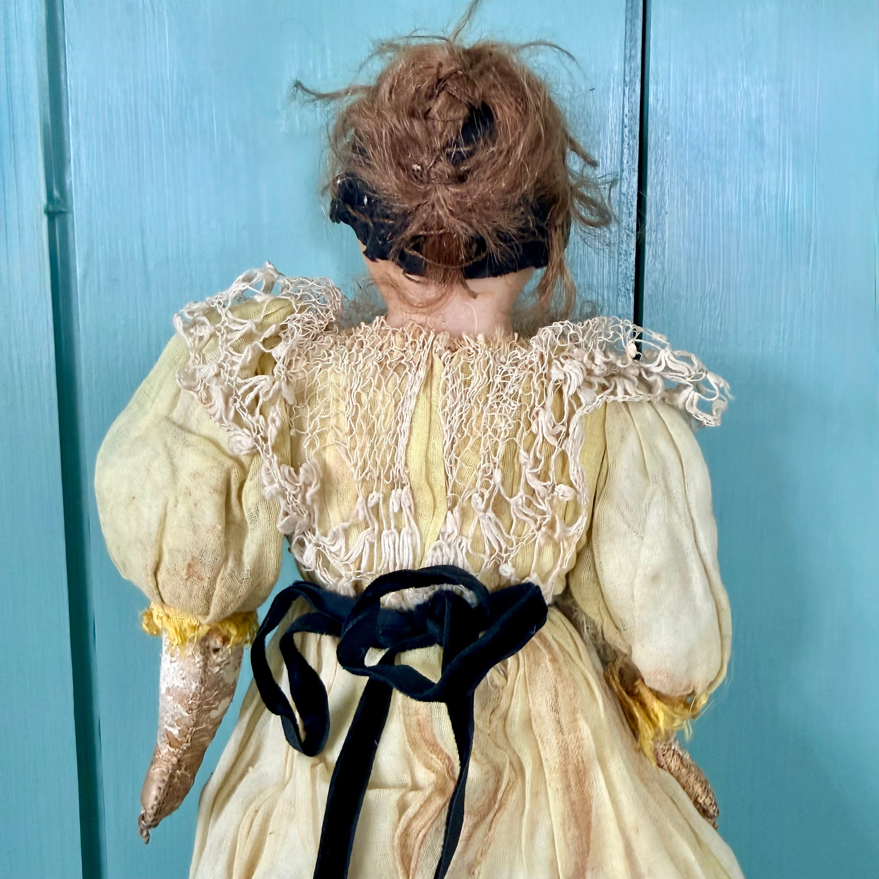 Antique Victorian Wax Over Composition Shoulder Head Doll c.1880