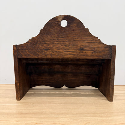 Antique Welsh Cawl Spoon Rack Oak Treen 3 Tier Peg Wall Shelf