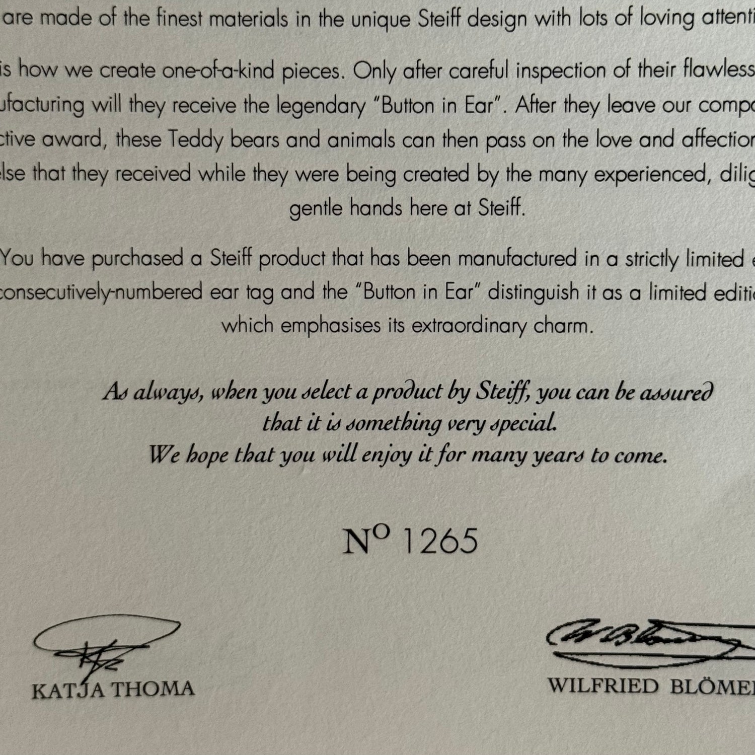 Steiff British Collectors Teddy 2012 Limited Edition Boxed With Certificate