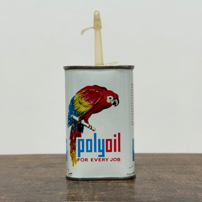 Vintage PolyOil Oiler Tin Filtrate Leeds Parrot Logo Cycle Machinery Oil Can